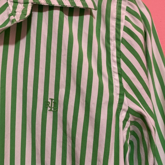 Ralph Lauren Green Stripe Button Down Shirt - Picture 3 of 5